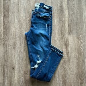 FRAME Denim Le Skinny De Jeanne Distressed Jeans Dark Wash Size 29